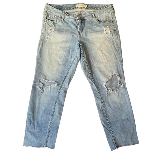 Torrid Women Jeans 16 Light Blue Denim Distressed Button 30" Inseam Ripped - Picture 1 of 12